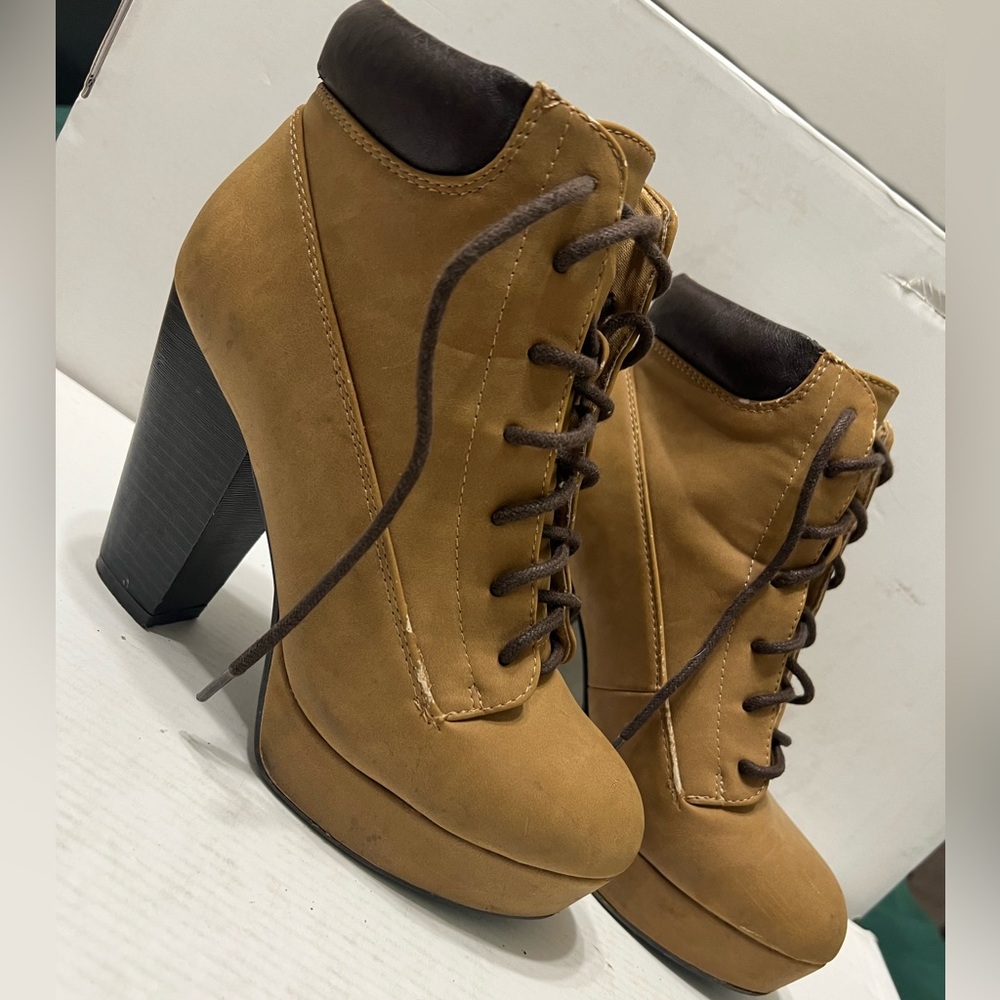 Charlotte Russe - size 6.5 - brown ankle booties